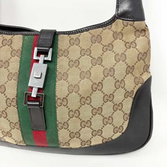 Gucci Jackie O 1961 GG Monogram Web Stripe Hobo Shoulder Bag Vintage Authentic - Picture 5 of 17